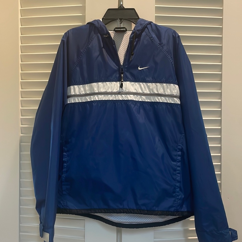 Late 90s Nike Half Zip Windbreaker Small Blue white and black